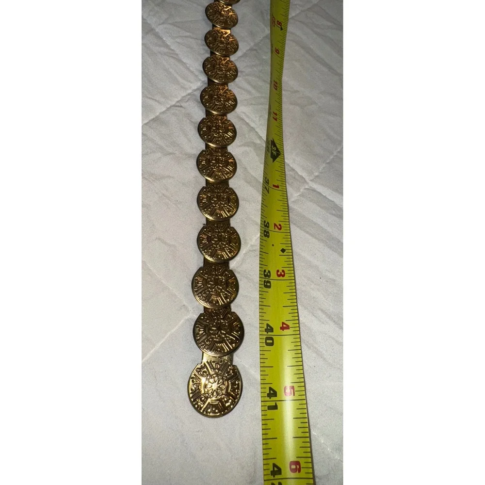 Vintage Belly Dancer Gold Tone Medallion Belt‎ Elastic Back Adjustable Waist